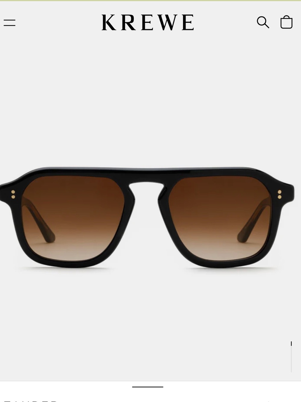 KREWE Zander Black Frame Sunglasses with Brown Gradient Lenses